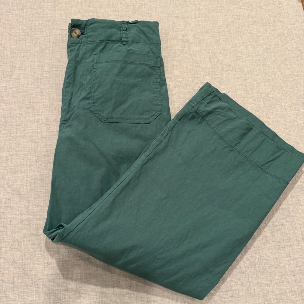 Maeve The Colette Wide Leg Pants Green High Rise Cropped Size 32 Anthropologie - Picture 10 of 13